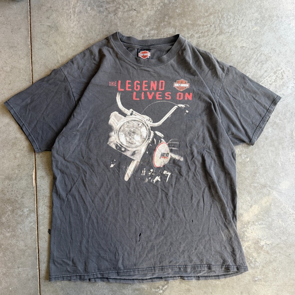 Vintage 90s Harley Davidson Shirt Mens XL Black Legend Lives On Motorcycle USA